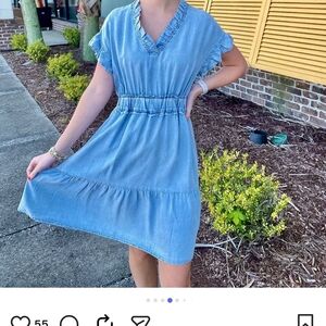 THML Light Blue Ruffled Mini Dress